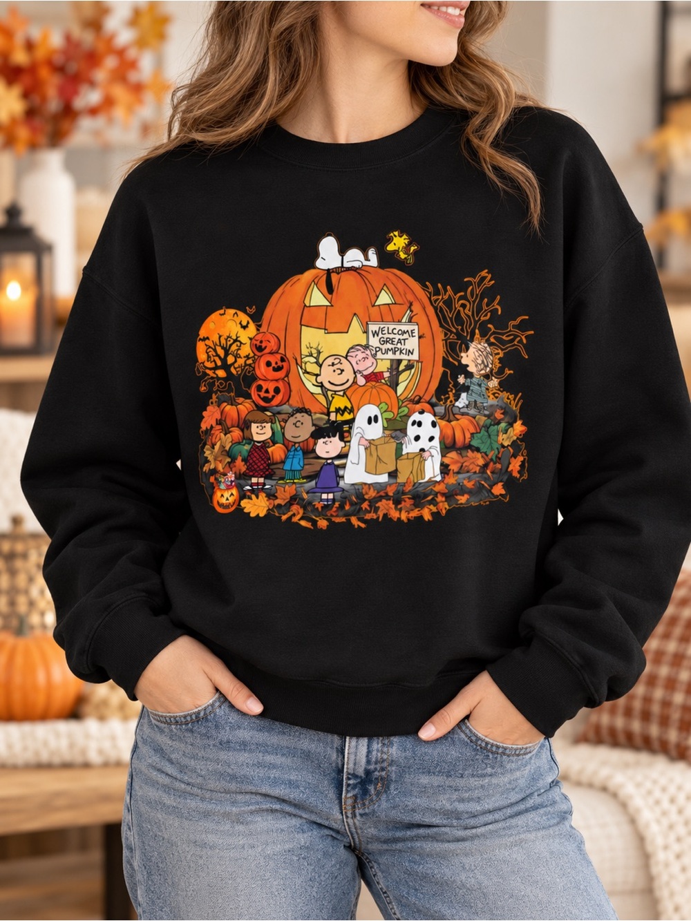 Welcome Great Pumpkin Patch Friends in Ghost Custumes Halloween Grapic